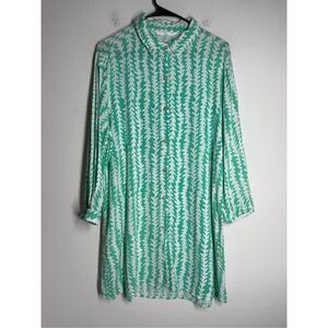 Rare Dript Green Geometric Pattern Shirt Dress Button Up See Description Sz L